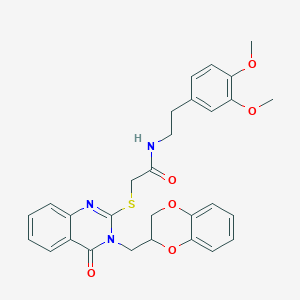 2-[3-(2,3-dihydro-1,4-benzodioxin-3-ylmethyl)-4-oxoquinazolin-2-yl]sulfanyl-N-[2-(3,4-dimethoxyphenyl)ethyl]acetamide