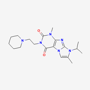 molecular formula C19H28N6O2 B2937587 4,7-Dimethyl-2-(2-piperidin-1-ylethyl)-6-propan-2-ylpurino[7,8-a]imidazole-1,3-dione CAS No. 878731-63-6