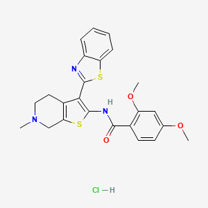 molecular formula C24H24ClN3O3S2 B2937594 N-(3-(benzo[d]thiazol-2-yl)-6-methyl-4,5,6,7-tetrahydrothieno[2,3-c]pyridin-2-yl)-2,4-dimethoxybenzamide hydrochloride CAS No. 1330037-91-6
