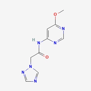 molecular formula C9H10N6O2 B2937598 N-(6-methoxypyrimidin-4-yl)-2-(1H-1,2,4-triazol-1-yl)acetamide CAS No. 1396568-14-1