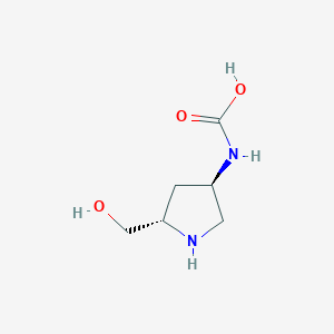 molecular formula C6H12N2O3 B2937599 ((3R,5S)-5-(Hydroxymethyl)pyrrolidin-3-yl)carbamic acid CAS No. 1264243-44-8