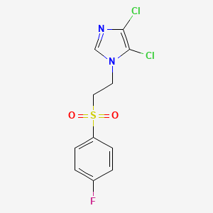 molecular formula C11H9Cl2FN2O2S B2937601 4,5-dichloro-1-{2-[(4-fluorophenyl)sulphonyl]ethyl}-1H-imidazole CAS No. 662138-57-0