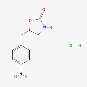 molecular formula C10H13ClN2O2 B2937604 5-[(4-Aminophenyl)methyl]-1,3-oxazolidin-2-one hydrochloride CAS No. 139264-79-2