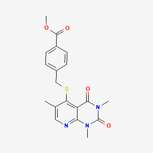 molecular formula C19H19N3O4S B2937611 Methyl 4-(((1,3,6-trimethyl-2,4-dioxo-1,2,3,4-tetrahydropyrido[2,3-d]pyrimidin-5-yl)thio)methyl)benzoate CAS No. 899747-60-5