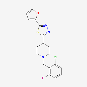 molecular formula C18H17ClFN3OS B2937619 2-(1-(2-Chloro-6-fluorobenzyl)piperidin-4-yl)-5-(furan-2-yl)-1,3,4-thiadiazole CAS No. 1226431-16-8