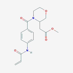 molecular formula C17H20N2O5 B2937620 Methyl 2-[4-[4-(prop-2-enoylamino)benzoyl]morpholin-3-yl]acetate CAS No. 2361892-38-6