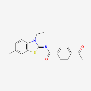 (E)-4-acetyl-N-(3-ethyl-6-methylbenzo[d]thiazol-2(3H)-ylidene)benzamide