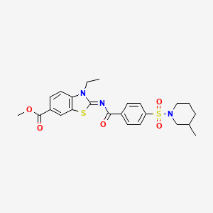 molecular formula C24H27N3O5S2 B2937629 (Z)-3-乙基-2-((4-((3-甲基哌啶-1-基)磺酰基)苯甲酰)亚氨基)-2,3-二氢苯并[d]噻唑-6-羧酸甲酯 CAS No. 850909-34-1