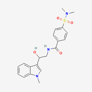 molecular formula C20H23N3O4S B2937631 4-(N,N-二甲基氨磺酰基)-N-(2-羟基-2-(1-甲基-1H-吲哚-3-基)乙基)苯甲酰胺 CAS No. 1448046-18-1