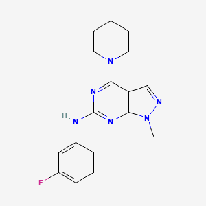 molecular formula C17H19FN6 B2937650 N-(3-fluorophenyl)-1-methyl-4-(piperidin-1-yl)-1H-pyrazolo[3,4-d]pyrimidin-6-amine CAS No. 897619-49-7