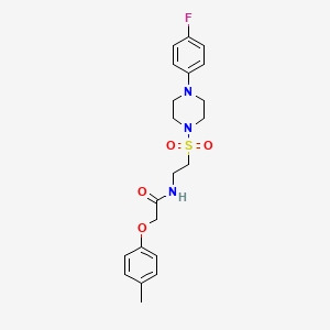 molecular formula C21H26FN3O4S B2937664 N-(2-((4-(4-氟苯基)哌嗪-1-基)磺酰基)乙基)-2-(对甲苯氧基)乙酰胺 CAS No. 897618-85-8