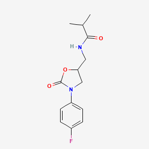 molecular formula C14H17FN2O3 B2937665 N-((3-(4-氟苯基)-2-氧代恶唑烷-5-基)甲基)异丁酰胺 CAS No. 955239-48-2