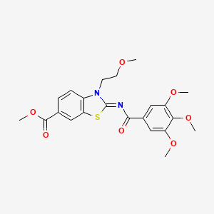 molecular formula C22H24N2O7S B2937672 methyl (2Z)-3-(2-methoxyethyl)-2-[(3,4,5-trimethoxybenzoyl)imino]-2,3-dihydro-1,3-benzothiazole-6-carboxylate CAS No. 864975-24-6