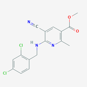 molecular formula C16H13Cl2N3O2 B2937674 Methyl 5-cyano-6-[(2,4-dichlorobenzyl)amino]-2-methylnicotinate CAS No. 306979-99-7