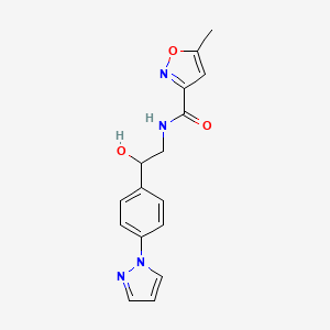 molecular formula C16H16N4O3 B2937683 N-[2-Hydroxy-2-(4-pyrazol-1-ylphenyl)ethyl]-5-methyl-1,2-oxazole-3-carboxamide CAS No. 2415622-07-8