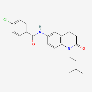 molecular formula C21H23ClN2O2 B2937685 4-chloro-N-(1-isopentyl-2-oxo-1,2,3,4-tetrahydroquinolin-6-yl)benzamide CAS No. 941954-21-8
