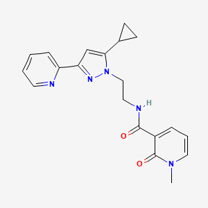 molecular formula C20H21N5O2 B2937690 N-(2-(5-cyclopropyl-3-(pyridin-2-yl)-1H-pyrazol-1-yl)ethyl)-1-methyl-2-oxo-1,2-dihydropyridine-3-carboxamide CAS No. 1797306-81-0