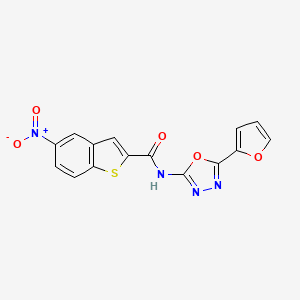 molecular formula C15H8N4O5S B2937693 N-[5-(furan-2-yl)-1,3,4-oxadiazol-2-yl]-5-nitro-1-benzothiophene-2-carboxamide CAS No. 851095-36-8