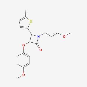 molecular formula C19H23NO4S B2937695 3-(4-Methoxyphenoxy)-1-(3-methoxypropyl)-4-(5-methylthiophen-2-yl)azetidin-2-one CAS No. 1241127-73-0