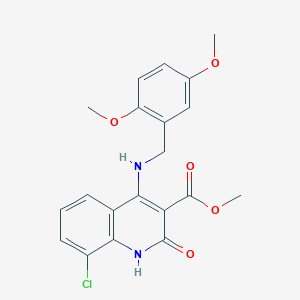 molecular formula C20H19ClN2O5 B2937696 Methyl 8-chloro-4-((2,5-dimethoxybenzyl)amino)-2-oxo-1,2-dihydroquinoline-3-carboxylate CAS No. 1251584-36-7