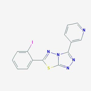 molecular formula C14H8IN5S B293770 6-(2-Iodophenyl)-3-(3-pyridinyl)[1,2,4]triazolo[3,4-b][1,3,4]thiadiazole 