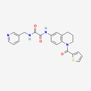 molecular formula C22H20N4O3S B2937706 N1-(pyridin-3-ylmethyl)-N2-(1-(thiophene-2-carbonyl)-1,2,3,4-tetrahydroquinolin-6-yl)oxalamide CAS No. 899735-89-8