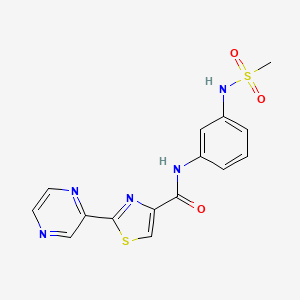 molecular formula C15H13N5O3S2 B2937711 N-(3-(甲基磺酰胺)苯基)-2-(吡嗪-2-基)噻唑-4-甲酰胺 CAS No. 1235283-33-6