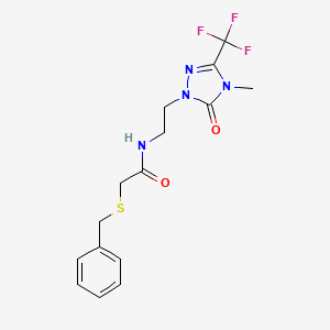 molecular formula C15H17F3N4O2S B2937716 2-(benzylsulfanyl)-N-{2-[4-methyl-5-oxo-3-(trifluoromethyl)-4,5-dihydro-1H-1,2,4-triazol-1-yl]ethyl}acetamide CAS No. 1421528-96-2