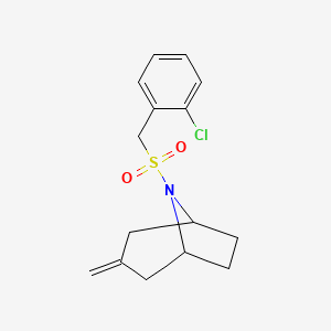 molecular formula C15H18ClNO2S B2937717 (1R,5S)-8-((2-氯苄基)磺酰基)-3-亚甲基-8-氮杂双环[3.2.1]辛烷 CAS No. 2320897-56-9