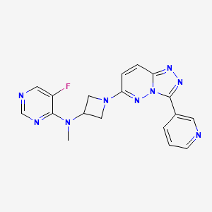 molecular formula C18H16FN9 B2937720 5-Fluoro-N-methyl-N-[1-(3-pyridin-3-yl-[1,2,4]triazolo[4,3-b]pyridazin-6-yl)azetidin-3-yl]pyrimidin-4-amine CAS No. 2379995-42-1
