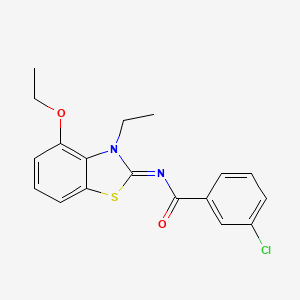 molecular formula C18H17ClN2O2S B2937723 (E)-3-chloro-N-(4-ethoxy-3-ethylbenzo[d]thiazol-2(3H)-ylidene)benzamide CAS No. 864925-58-6
