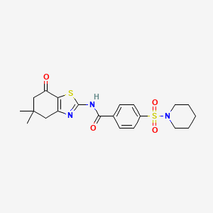 molecular formula C21H25N3O4S2 B2937730 N-(5,5-dimethyl-7-oxo-4,6-dihydro-1,3-benzothiazol-2-yl)-4-piperidin-1-ylsulfonylbenzamide CAS No. 325986-94-5