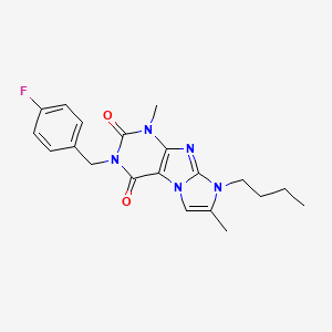 molecular formula C20H22FN5O2 B2937732 8-butyl-3-(4-fluorobenzyl)-1,7-dimethyl-1H-imidazo[2,1-f]purine-2,4(3H,8H)-dione CAS No. 887464-04-2