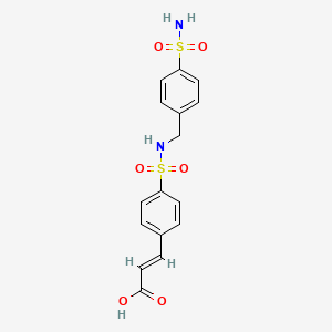molecular formula C16H16N2O6S2 B2937734 (E)-3-[4-[(4-磺酰苯基)甲基磺酰基]苯基]丙-2-烯酸 CAS No. 795293-20-8