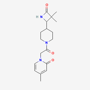 molecular formula C18H25N3O3 B2937737 1-[2-[4-(3,3-Dimethyl-4-oxoazetidin-2-yl)piperidin-1-yl]-2-oxoethyl]-4-methylpyridin-2-one CAS No. 2223976-81-4