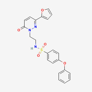 molecular formula C22H19N3O5S B2937739 N-(2-(3-(呋喃-2-基)-6-氧代哒嗪-1(6H)-基)乙基)-4-苯氧基苯磺酰胺 CAS No. 946340-35-8