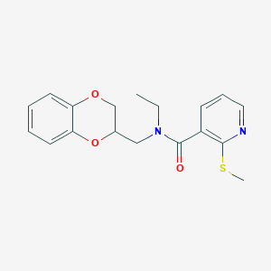 molecular formula C18H20N2O3S B2937740 N-[(2,3-dihydro-1,4-benzodioxin-2-yl)methyl]-N-ethyl-2-(methylsulfanyl)pyridine-3-carboxamide CAS No. 1424610-07-0