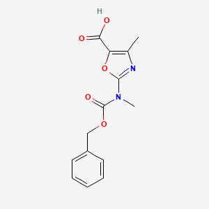 molecular formula C14H14N2O5 B2937746 4-Methyl-2-[methyl(phenylmethoxycarbonyl)amino]-1,3-oxazole-5-carboxylic acid CAS No. 2248417-29-8