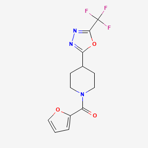 molecular formula C13H12F3N3O3 B2937750 呋喃-2-基(4-(5-(三氟甲基)-1,3,4-恶二唑-2-基)哌啶-1-基)甲酮 CAS No. 1396800-72-8