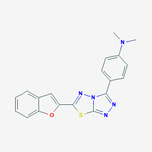 molecular formula C19H15N5OS B293776 4-[6-(1-benzofuran-2-yl)[1,2,4]triazolo[3,4-b][1,3,4]thiadiazol-3-yl]-N,N-dimethylaniline 