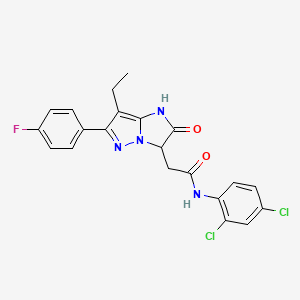 molecular formula C21H17Cl2FN4O2 B2937768 N-(2,4-二氯苯基)-2-(7-乙基-6-(4-氟苯基)-2-氧代-2,3-二氢-1H-咪唑并[1,2-b]吡唑-3-基)乙酰胺 CAS No. 1421529-61-4