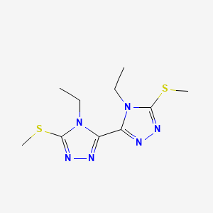 molecular formula C10H16N6S2 B2937785 4-Ethyl-3-(4-ethyl-5-methylsulfanyl-1,2,4-triazol-3-yl)-5-methylsulfanyl-1,2,4-triazole CAS No. 124945-93-3