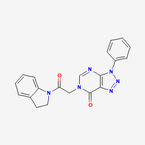 molecular formula C20H16N6O2 B2937786 6-[2-(2,3-Dihydroindol-1-yl)-2-oxoethyl]-3-phenyltriazolo[4,5-d]pyrimidin-7-one CAS No. 863018-60-4