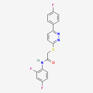 molecular formula C18H12F3N3OS B2937806 N-(2,4-difluorophenyl)-2-[6-(4-fluorophenyl)pyridazin-3-yl]sulfanylacetamide CAS No. 920436-50-6