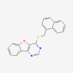 molecular formula C21H14N2OS B2937807 4-((Naphthalen-1-ylmethyl)thio)benzofuro[3,2-d]pyrimidine CAS No. 851130-54-6