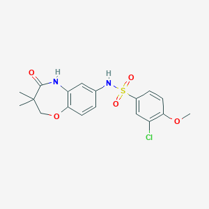 molecular formula C18H19ClN2O5S B2937820 3-chloro-N-(3,3-dimethyl-4-oxo-2,3,4,5-tetrahydrobenzo[b][1,4]oxazepin-7-yl)-4-methoxybenzenesulfonamide CAS No. 922058-46-6