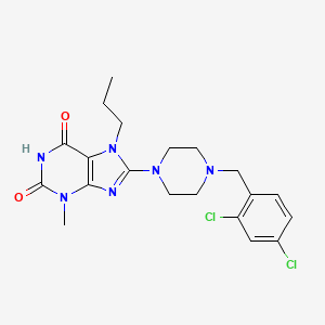 molecular formula C20H24Cl2N6O2 B2937848 8-{4-[(2,4-Dichlorophenyl)methyl]piperazinyl}-3-methyl-7-propyl-1,3,7-trihydro purine-2,6-dione CAS No. 898408-25-8