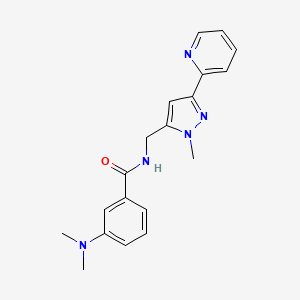 3-(Dimethylamino)-N-[(2-methyl-5-pyridin-2-ylpyrazol-3-yl)methyl]benzamide
