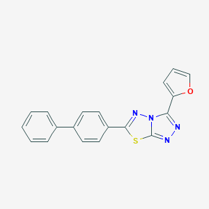 molecular formula C19H12N4OS B293785 6-(Biphenyl-4-yl)-3-(furan-2-yl)[1,2,4]triazolo[3,4-b][1,3,4]thiadiazole 