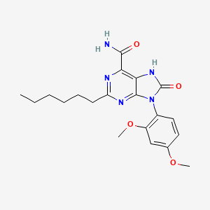 9-(2,4-dimethoxyphenyl)-2-hexyl-8-oxo-8,9-dihydro-7H-purine-6-carboxamide